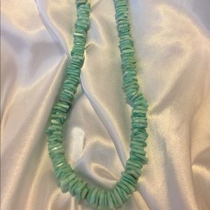 New Aqua Colored Coral Chip 16” Choker Necklace
